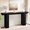 Black MDF Sofa Table with Triangular Side Panels and Modern Design